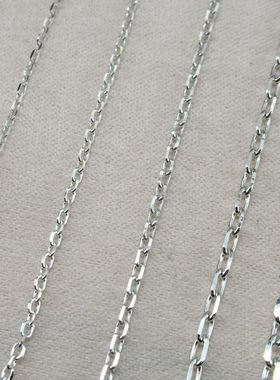 925纯银车花十字链 半成品项链 配链 锁骨链 毛衣链 O字链配件