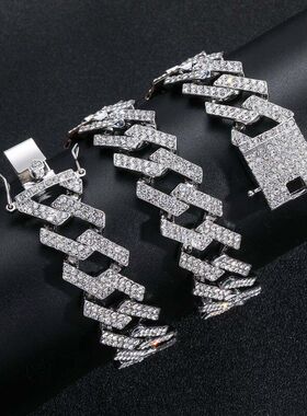 欧美嘻哈项链条形古巴链19mm个性
