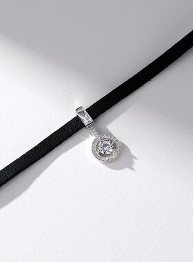 s925纯银choker项圈项链女锁骨链短款颈链黑色皮绳小众ins冷淡风