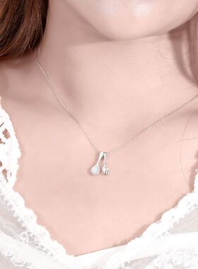 s925纯银叉子汤勺项链女小众创意小吃货项饰一日三餐网红直播货源