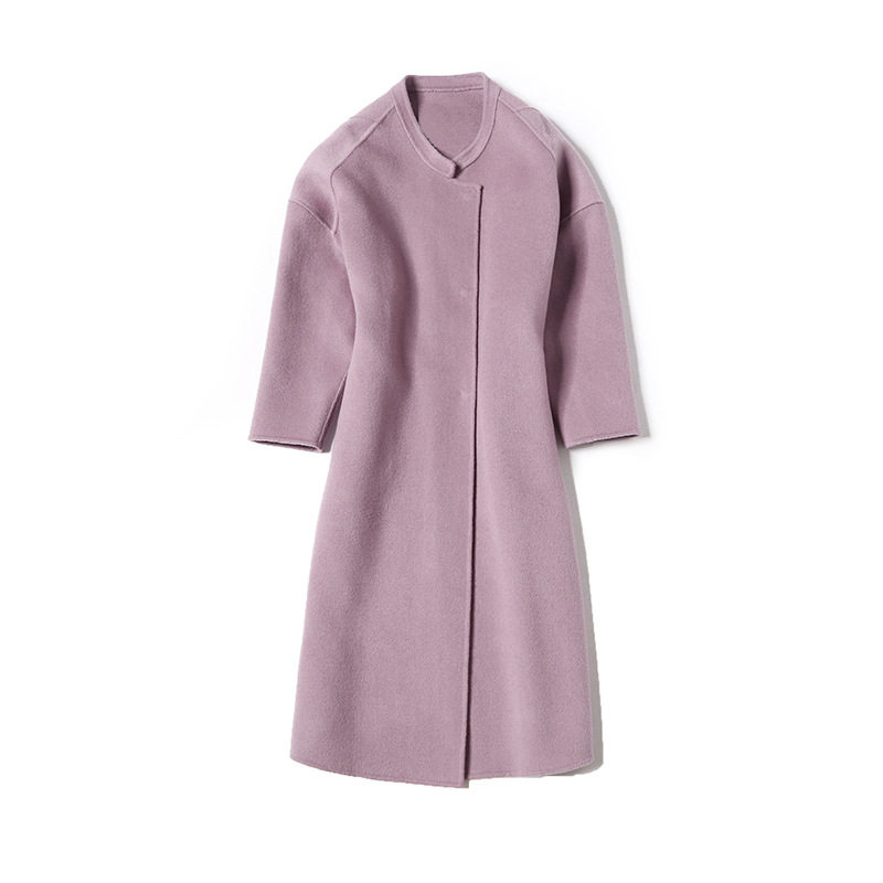 2025秋冬欧美新款羊绒大衣单排扣小立领双面呢大衣羊毛呢子外套女,淘宝优惠券,粉丝福利购,淘宝优惠卷