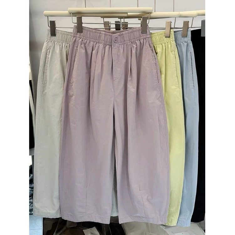 2025夏季新款松紧腰阔腿休闲裤女士高腰显瘦宽松小个子九分萝卜裤,淘宝优惠券,粉丝福利购,淘宝优惠卷