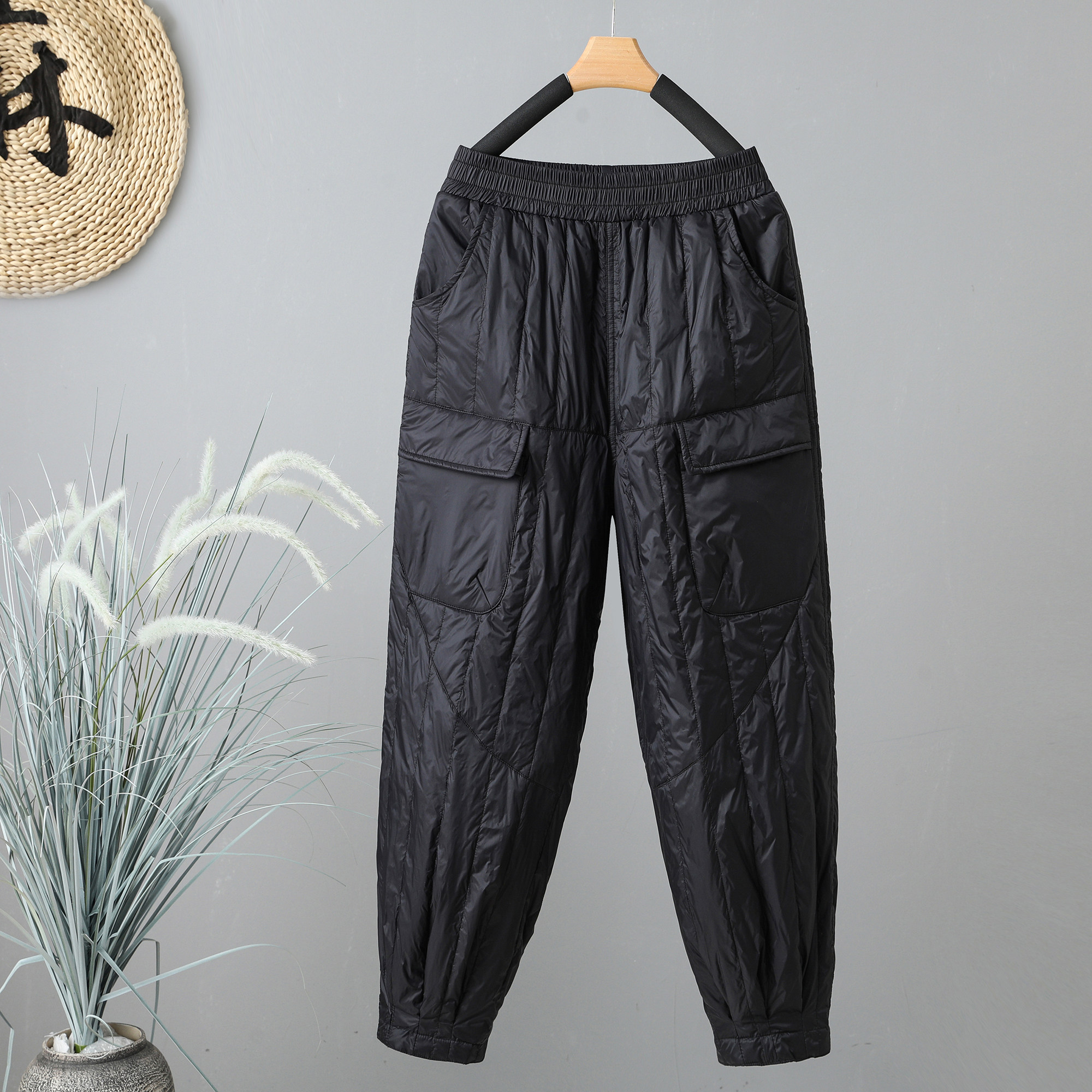 松紧腰加厚外穿棉裤女士束脚长裤冬季2024新款防风保暖夹棉哈伦裤,淘宝优惠券,粉丝福利购,淘宝优惠卷