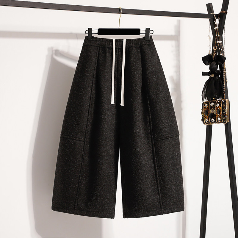 大码胖妹妹加绒毛呢阔腿裤女冬季高腰显瘦宽松小个子休闲八分靴裤,淘宝优惠券,粉丝福利购,淘宝优惠卷