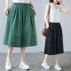 Xiaofeijia ~ 2026 summer ສະບັບພາສາເກົາຫຼີສໍາລັບໄຂມັນ mm ບວກໄຂມັນແລະຜ້າຝ້າຍຂະຫນາດໃຫຍ່ພິເສດແລະ linen ວ່າງ casual slimming ສາມສີ່ສີ່ຂາກວ້າງຂາກາງເກງສໍາລັບແມ່ຍິງ