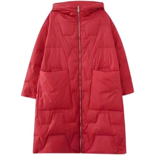 2024冬季新款大码宽松胖MM轻薄羽绒棉服女长款过膝棉衣连帽外套潮 - 图3