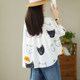 Women's large size stylish and age-reducing cartoon print short-sleeved shirt
