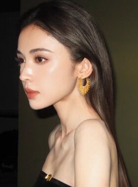 欧美夸张设计感线条桃心耳扣女时尚气质个性高级感爱心耳环耳饰品