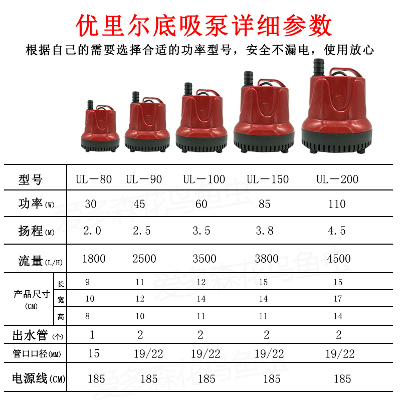 优里尔潜水泵超静音底流过滤增氧泵底部抽水泵换水泵鱼缸底吸泵-图1