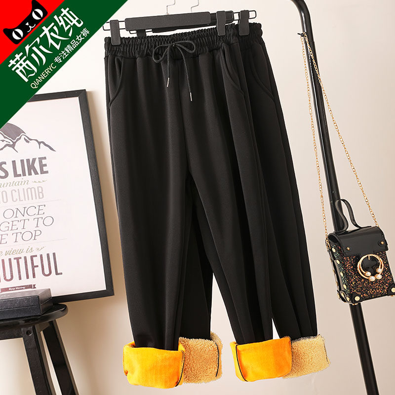 加绒女裤秋冬季2021新款外穿卫裤 茜尔衣纯休闲裤