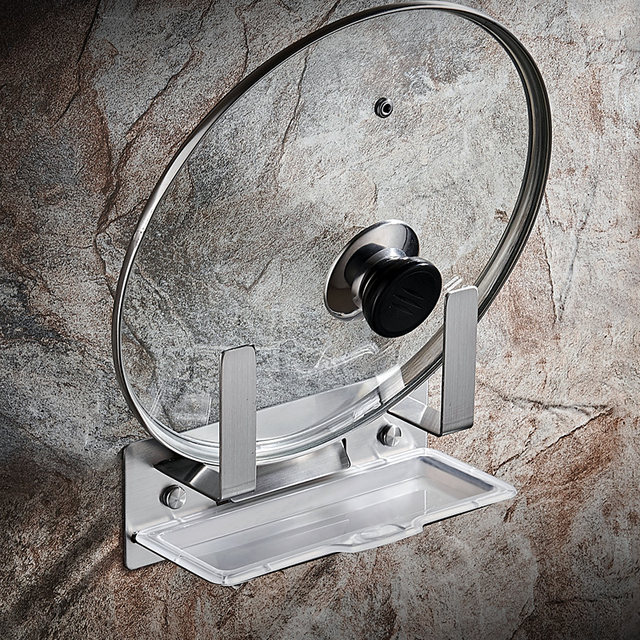 Punchless pot lid rack 304 wall-mounted water connection tray