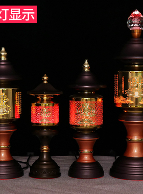 佛前供灯长明灯led家用铜合金供佛灯插电招财神灯佛堂神社灯一对