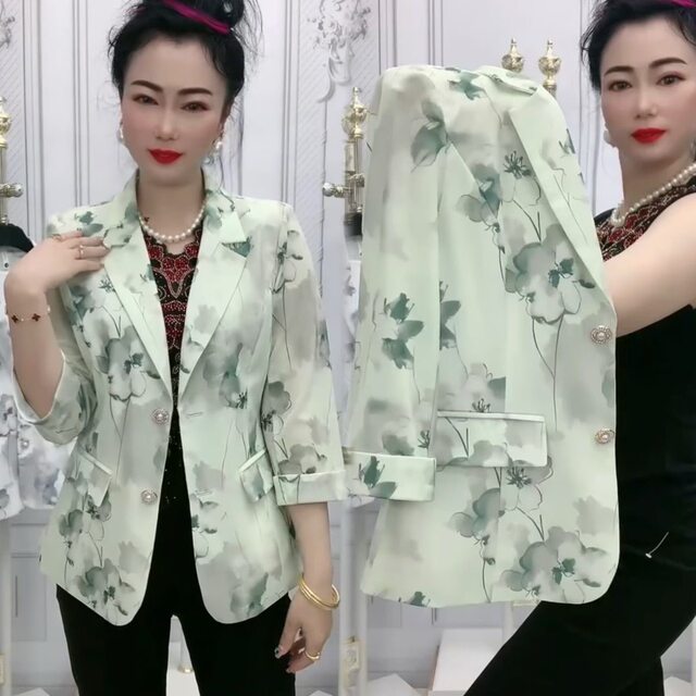 Summer Thin Suit Jacket ພິມສາມໄຕມາດ sleeve ຊຸດຂະຫນາດນ້ອຍ