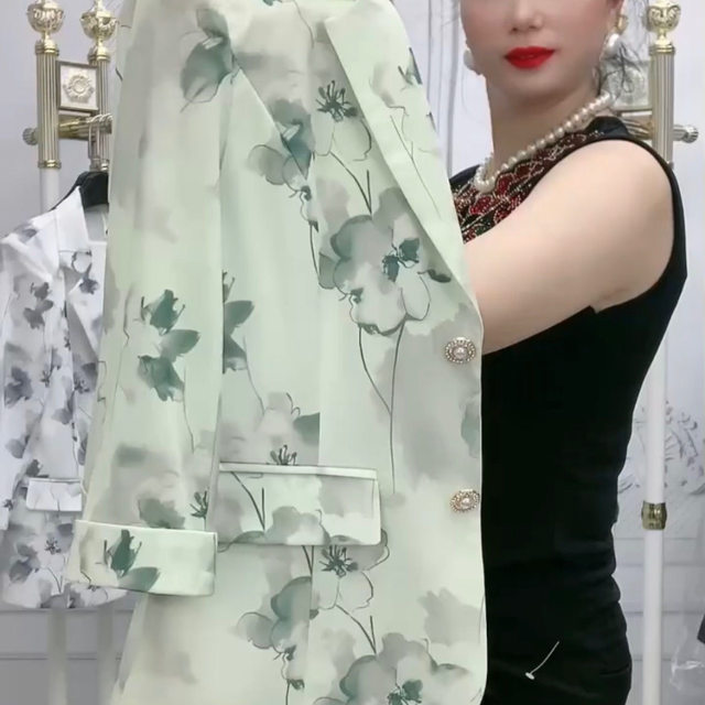 Summer Thin Suit Jacket ພິມສາມໄຕມາດ sleeve ຊຸດຂະຫນາດນ້ອຍ