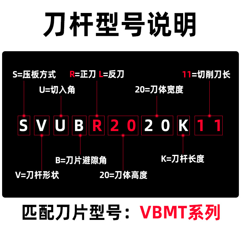 数控内孔车刀杆95度S16Q/S20R-SVUBR11/SVUCR16尖刀片内圆镗刀杆 - 图2