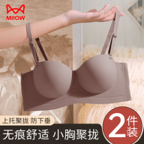 Cat person lingerie female gathering for small breasted flat breasts special no steel ring to collect auxiliary milk anti-drooping hemisphere cup bra bra