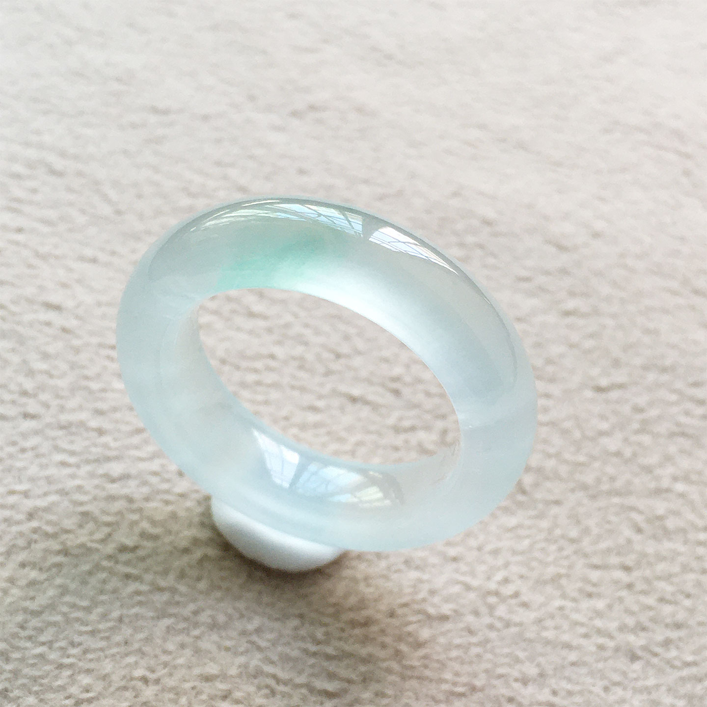 Burmese jade high ice clear water green jade ring