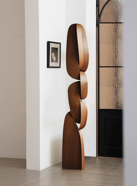 样板房玄关实木艺术雕塑落地摆件