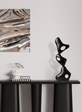 样板房玄关装饰抽象艺术木雕摆件