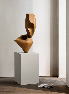 酒店样板间实木艺术雕塑落地摆件