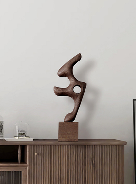 样板间玄关抽象艺术木雕装饰摆件