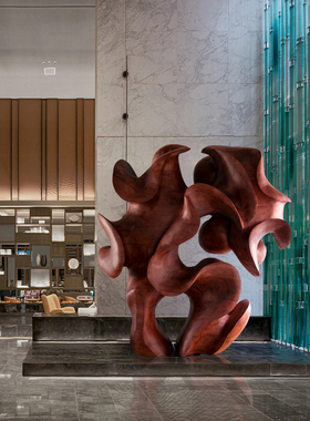 商业空间抽象艺术木雕落地摆件