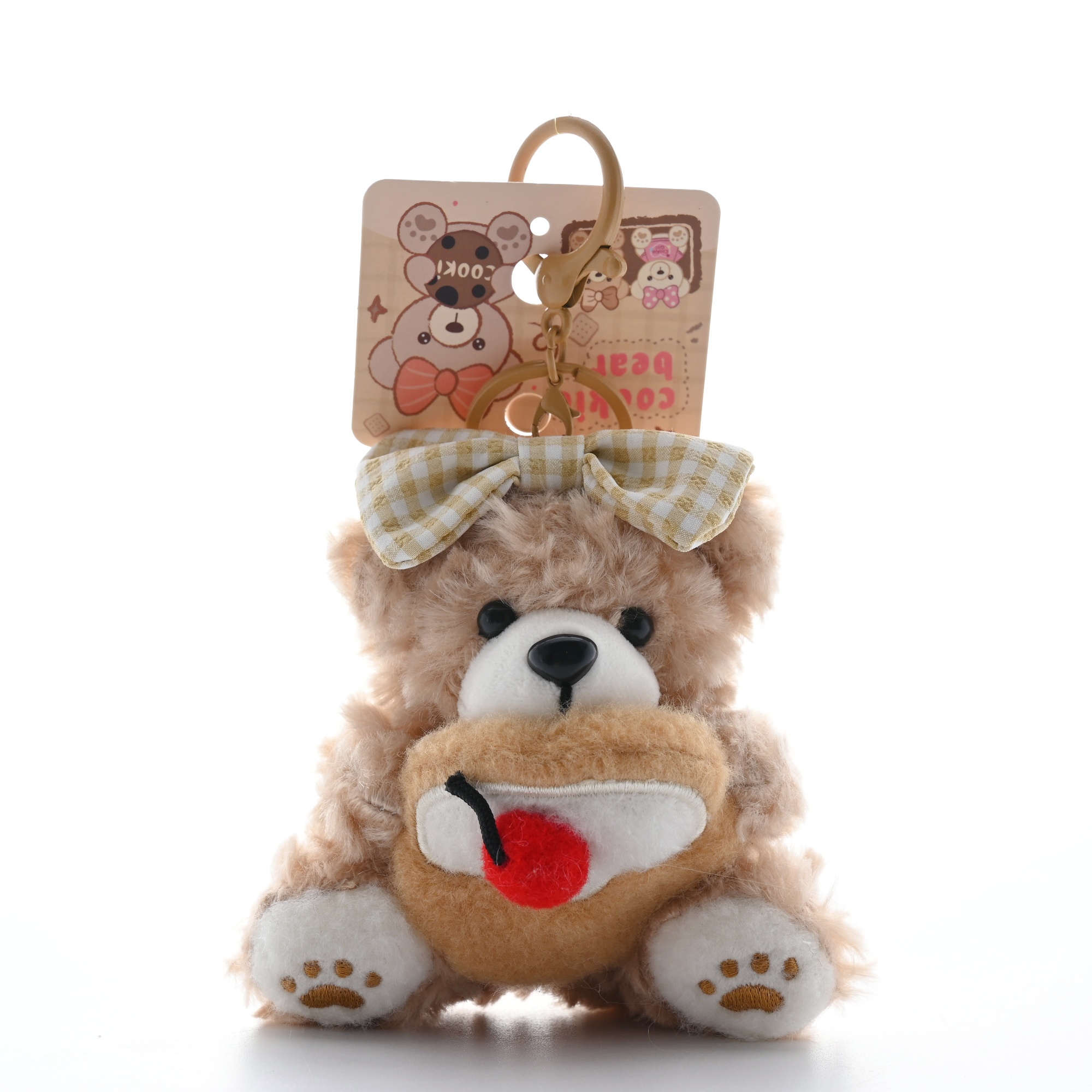 原创饼干小熊系列钥匙扣包包挂件可爱毛绒公仔书包挂饰玩偶礼物 - 图1