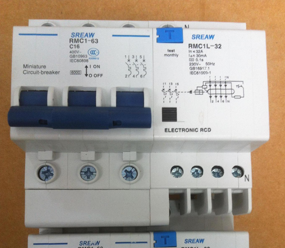 牌上海人民电器厂RMC1L-32 3P 63A 50A40A 32A20A16A漏电开关