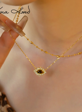 KNA珂娜「波光满天星 」爆闪百搭纯银镭射珠项链S925银锁骨链叠戴