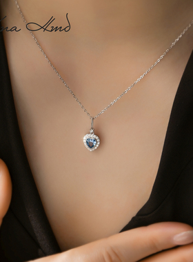 KNA珂娜海蓝之心纯银吊坠项链