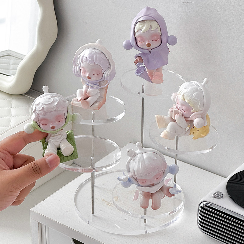 亚克力展示架梯形手办收纳盒盲盒小摆件陈列架透明卡通萌粒置物架,淘宝优惠券,粉丝福利购,淘宝优惠卷
