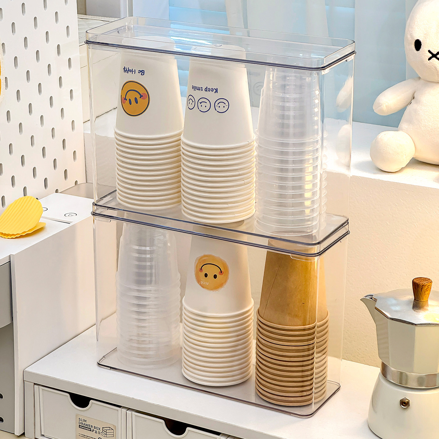 一次性杯子收纳盒桌面茶几纸杯架取杯器防尘茶杯存放盒水杯置物架,淘宝优惠券,粉丝福利购,淘宝优惠卷