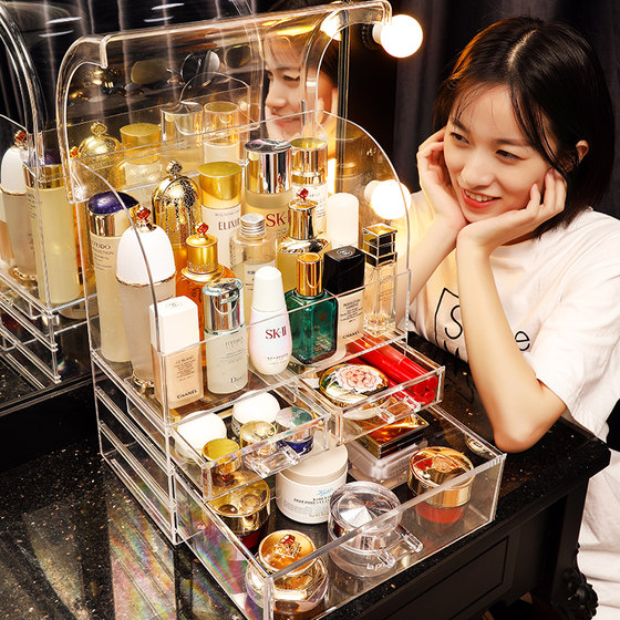 Internet celebrity transparent dust-proof cosmetics storage box