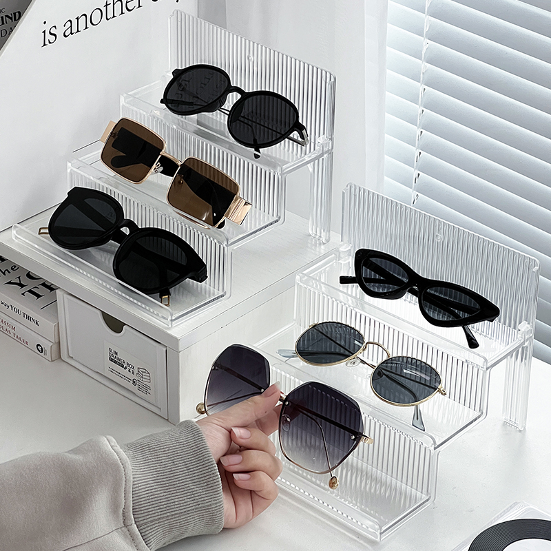阶梯式眼镜展示架高级感墨镜近视太阳镜置物架分层收纳盒陈列架子 - 图1