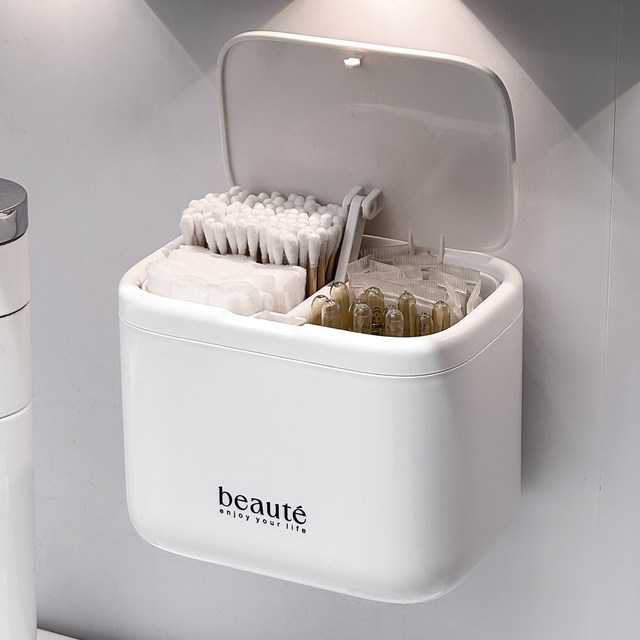 Cotton swab storage box with pop-up cover