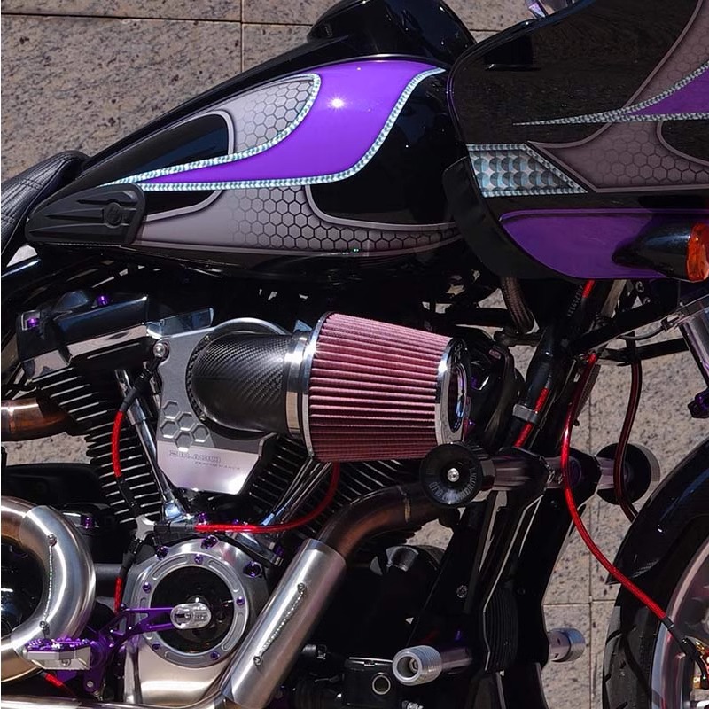 Black3适用于哈雷121CVO/ST大道公路滑翔进气蘑菇头碳纤维空滤 - 图2
