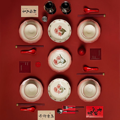 碗碟餐具套装家用陶瓷碗盘结婚新婚礼物订婚礼物新婚餐具盘子 - 图0