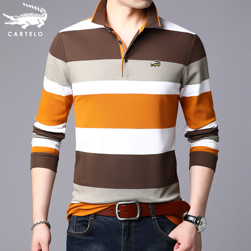卡帝乐鳄鱼男士长袖中年纯棉polo衫 佳朋服饰T恤