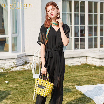 阿依莲2020夏季新款收腰百搭连体裤 ayilian连体衣/裤