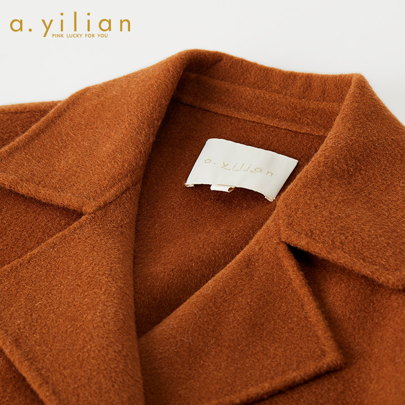 阿依莲2021新款女长袖外套毛呢大衣 ayilian毛呢外套