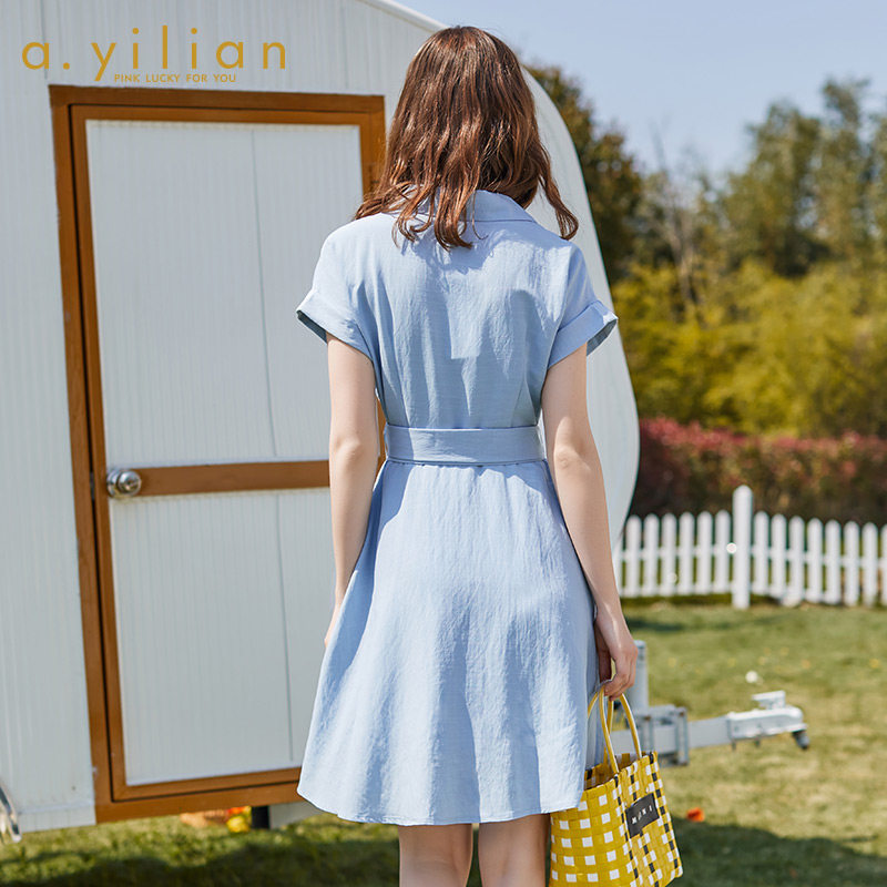 阿依莲女夏2020新款气质收腰连衣裙 ayilian连衣裙
