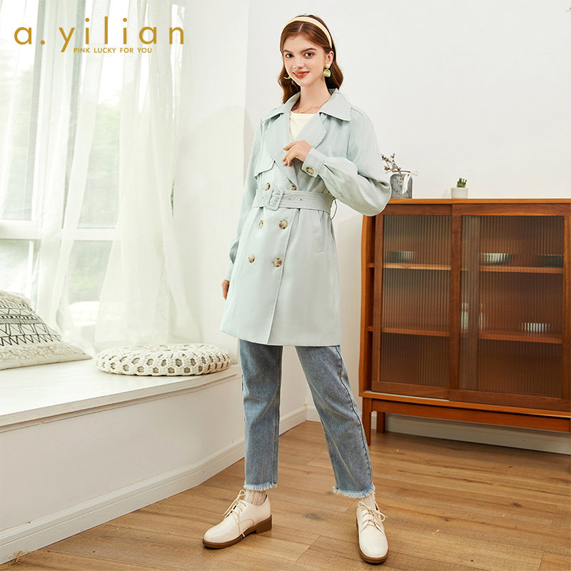 阿依莲2021新款女中长款小个子风衣 ayilian风衣