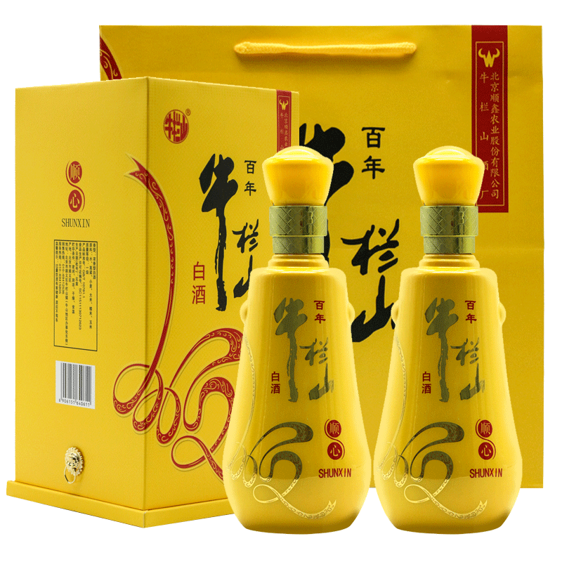 牛栏山北京二锅头酒礼盒装白酒浓香型500ml* 6瓶整箱装 46度顺心