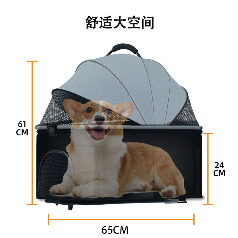 宠物推车轻便可折叠狗狗喵咪小中大型犬外出遛狗猫咪可分离狗推车-图0