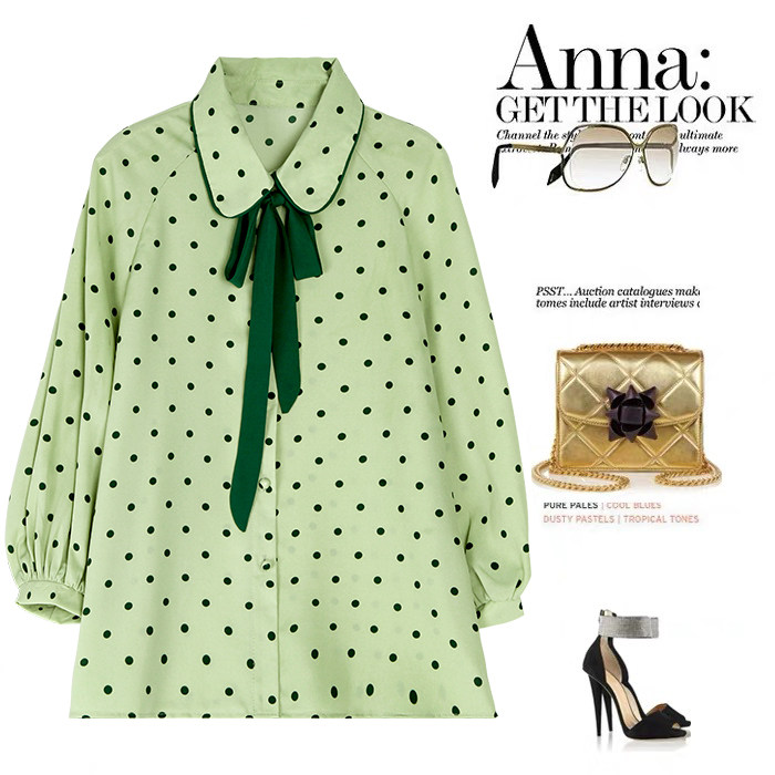 2020春新款欧美洋气百搭波点衬衫 兰洛琳蕾丝衫/雪纺衫