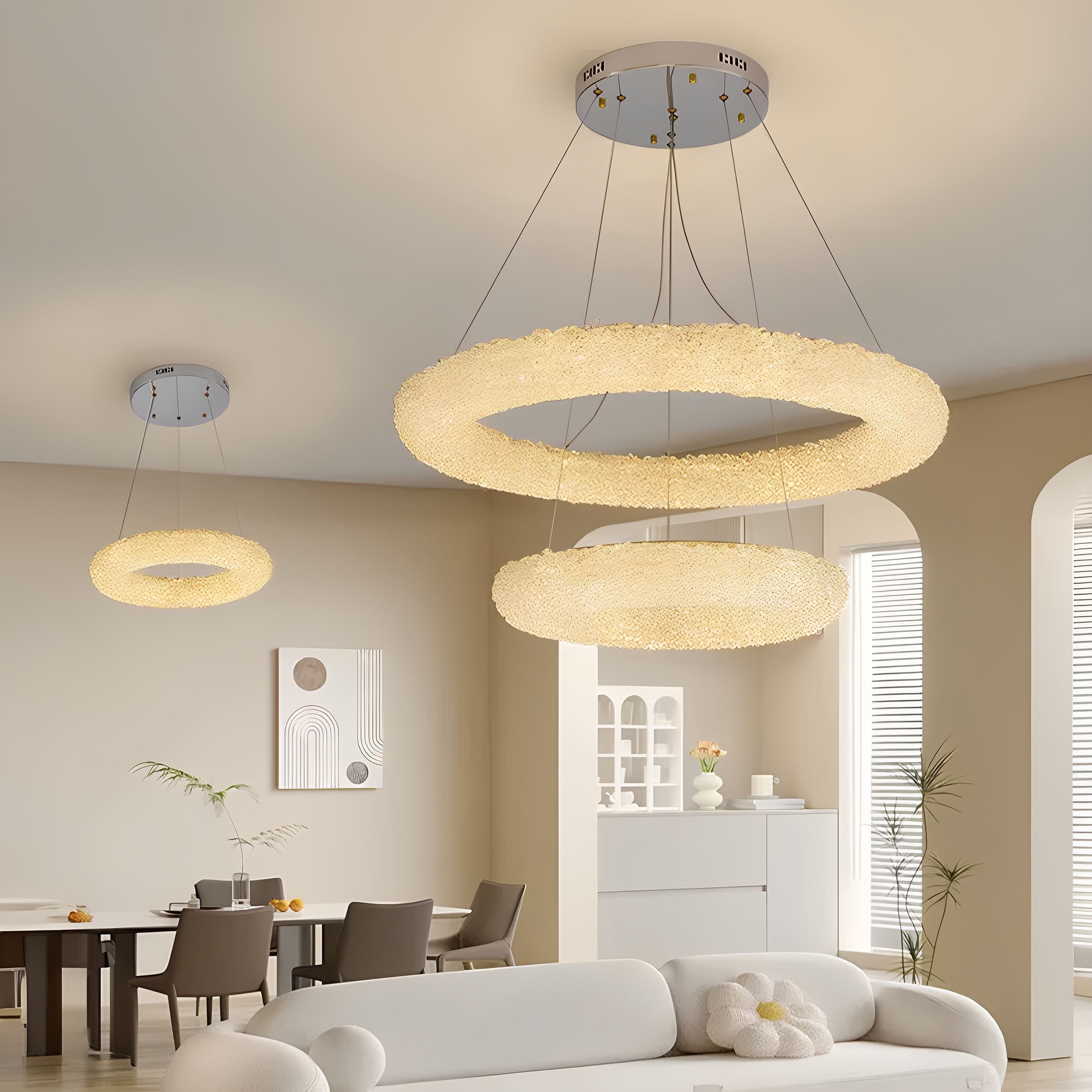 卓伦圆形意式轻奢客厅水晶吊灯现代简约铁艺创意主灯环形大厅灯具,淘宝优惠券,粉丝福利购,淘宝优惠卷