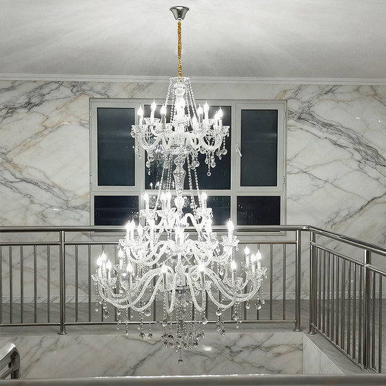 Zhuolun French villa duplex floor living room large chandelier