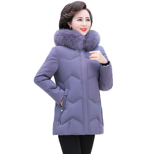 雅鹿中年妈妈羽绒服短款加大码加厚中老年人妇女时尚洋气冬装外套 - 图3