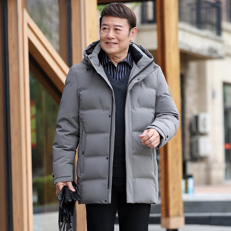 Yalu middle-aged and elderly men's mid-length down jacket for dad