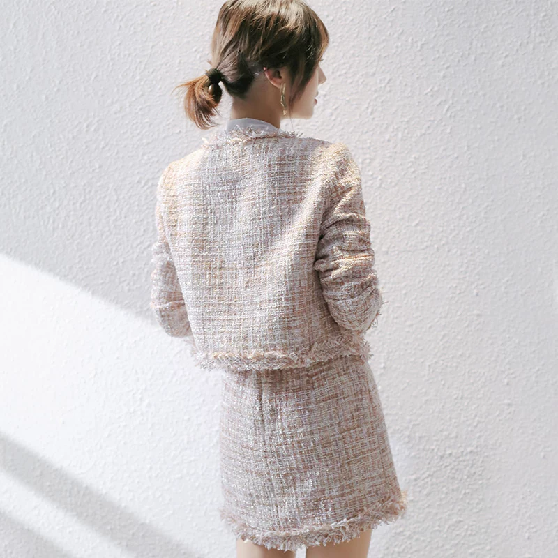 Короткая модная куртка, комплект, западный стиль, стиль Chanel, французский стиль, для подростков, коллекция 2021 года
